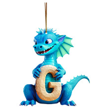 Christmas Tree Pendant Blue Baby Dragon A-Z Acrylic Ornament