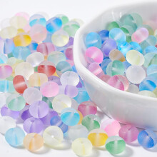 200 Stück 8 mm matte Glasperlen, 10 Farben, mattierte, transparente Mystic Aura Aurora Schimmerperlen für die Schmuckherstellung