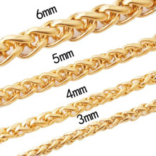 Halskette aus 316L Edelstahl, Gold, 7 mm, 24 Zoll
