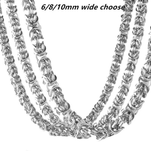 Modisches byzantinisches Kettenarmband oder -halskette aus Edelstahl, 6/8/10 mm breit, 6 mm, 18 Zoll oder 45 cm lang
