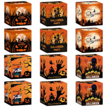 18 Halloween-Leckerli-Boxen für Süßes oder Saures, Süßigkeiten- und Keksbehälter aus Karton, faltbar, Partygeschenk, gruselige Deko-Requisiten
