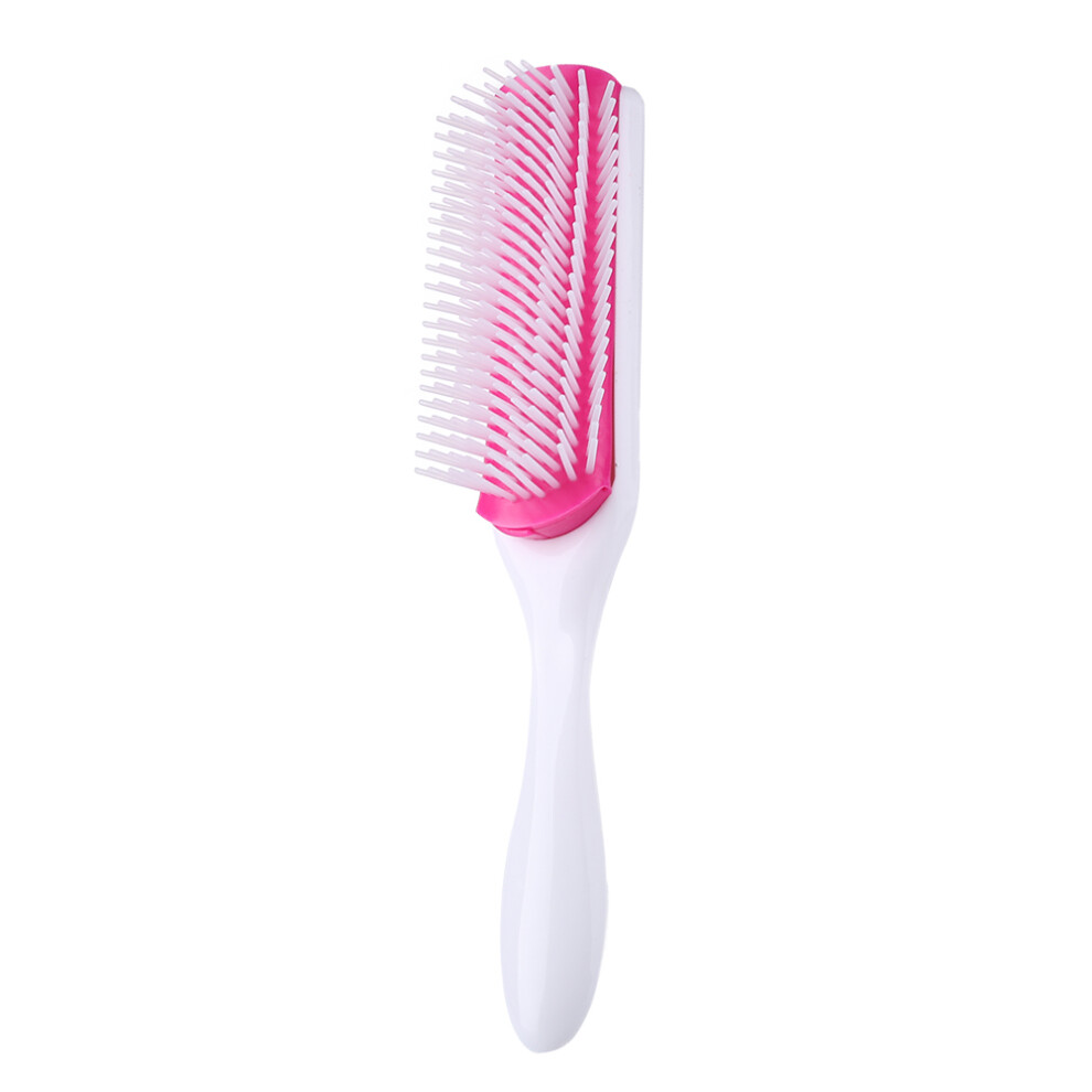 9 Rows Styling Brush Straight Curly Hair Detangling Massage Comb (White)