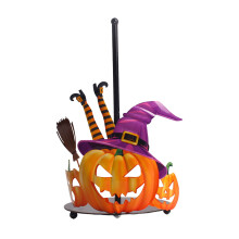 Halloween-kurpitsa-koristeellinen paperipyyheteline, kylpyhuoneen sisustus, noidanhattu ja luuta, halloween-keittiön ja kylpyhuoneen sisustus.