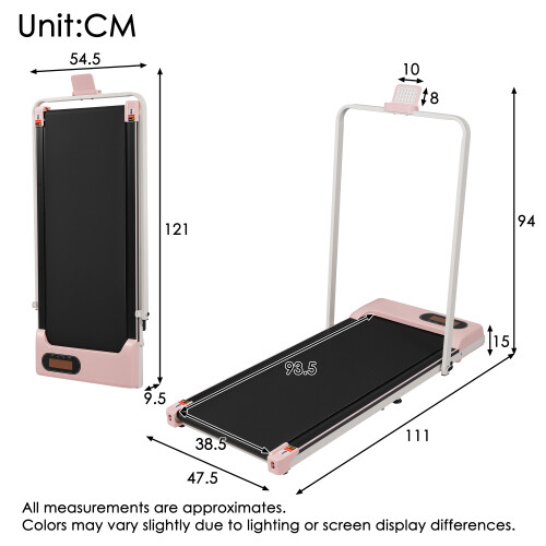 Folding Treadmill with Handrail 1-10km/h Adjustable Incline Home Running Machine 1