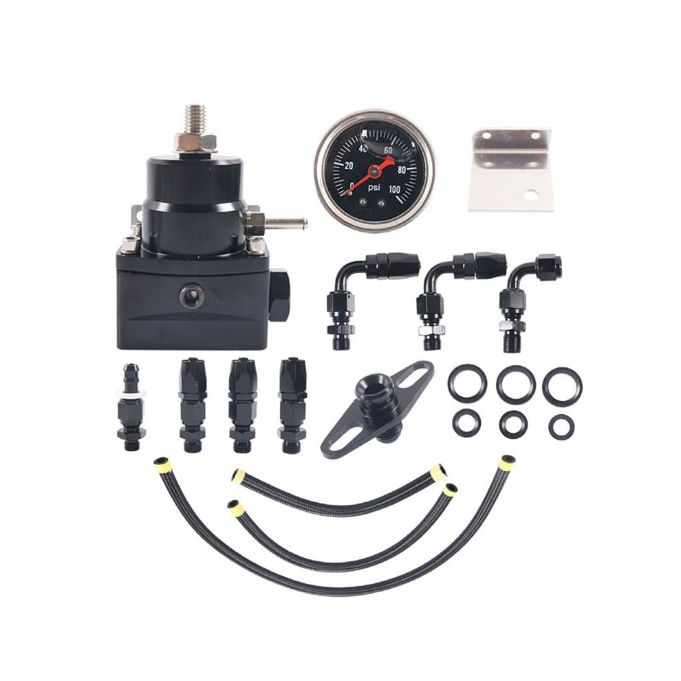 Car Universal Adjustable Fuel Pressure Regulator With Gauge Efi Fuel Pressure Regulator An6 Fuel Hose Kit 4712562448485