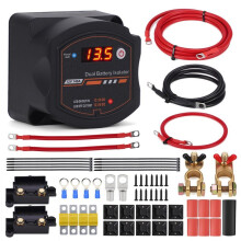 Dual Battery Isolator Kit 140Amp 12V Split Charge Relay Kit Manual/Auto Modes Voltage Sensitive Relay with Display