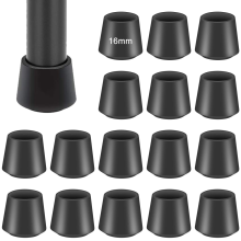 Chair Legs Protective Rubber Caps, Pack of 16 Silicone Black Chair Feet Pads, 16mm Tables and Chairs Round Foot Protectors Compatible with H