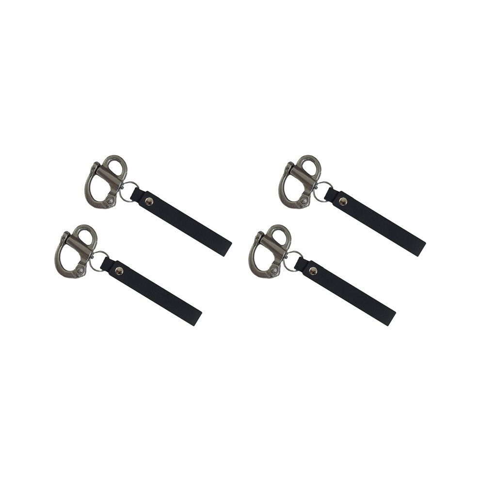 4Pack Mask Quick Release Shackle With Leather Handle For Firefighter, 316 Stainless Steel Fixed Snap Shackle Lanyard 4713178086481