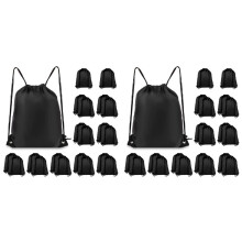 40 Piezas de Mochilas con Cordón, Bolsas con Cordón, Bolsa con Cordón para Deportes, Gimnasio, Viajes, Natación, Playa, Color Negro