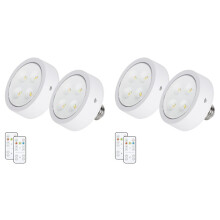 Battery Operated Light Bulb for Lamps, Screw in LED Puck Lights with Remote, with E26 Socket for Wall Sconce 4Pack