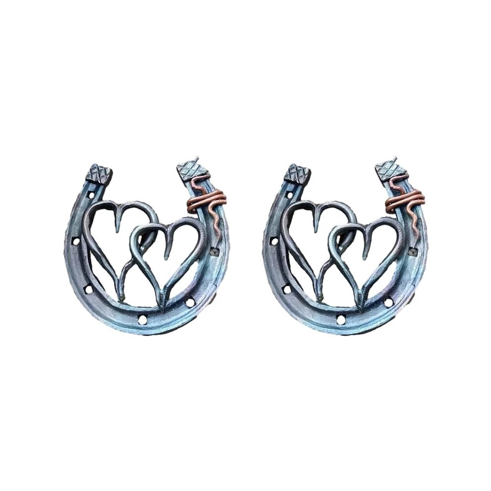 2X Handmade Horseshoe, Cast Horseshoe Wall Decor, Good Lucky Horseshoe, Hand Cast Horseshoe With Love Wall Decor A Wella Elements