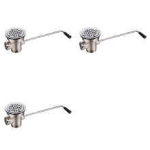 3pcs 3-1/2inch Commercial Sink Drain with Twist Lever Handle, Waste Drain Valve with Overflow Inlet
