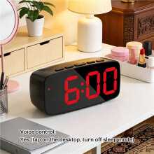 Digital VäCkarklocka Vid SäNgkanten, RöD LED-Rese-USB-Skrivbordsklocka med 12/24H Datumtemperatursnooze för Sovrum, Svart