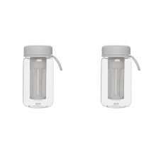 2X Cold Brew Coffee Maker Tumbler with Soft Silicone Handle Portable Iced Coffee & Tea Infuser with Travel Cup,White