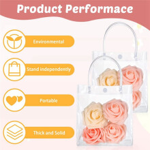 50 Pcs Clear Gift Bags with Handles Reusable Plastic Bags Transparent Candy Bags Gift Wrap Bags Tote Bag 15x20x7cm