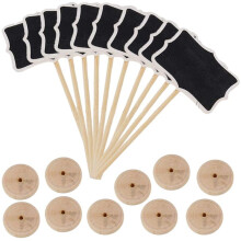 20 Pack Wood Chalkboards Signs Stakes,Blackboards with Stands&Stickers,Small Rectangle Black Board