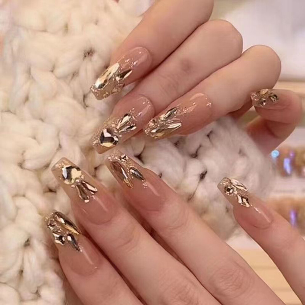 Dachuang Beauty (Jelly Glue Model) Golden Rabbit Press-On Nails - Sweet & Reusable