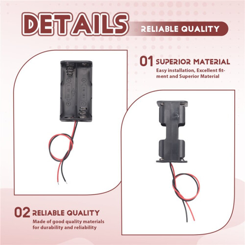 Black Tow Layers 4 x 1.5V AA Batteries Battery Holder Case Box w Wire Leads 2