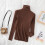 (white, S) Turtleneck Slimming Knit Sweater Women 2025 New Solid Color Long Sleeve Pullover Tops for Fall Winter Basic Wear 5