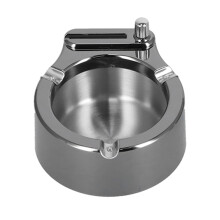 Cendrier multifonctionnel, en acier inoxydable et ABS de haute qualité, avec allume-feu à silex, facile à nettoyer et adapté à divers endroits,
