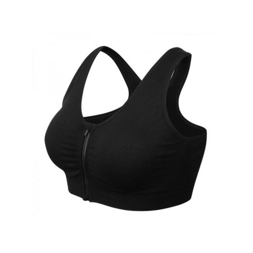 Γυναικείο Pure Color Plus Size, εξαιρετικά λεπτό, μεγάλο αθλητικό σουτιέν με φερμουάρ στο 1