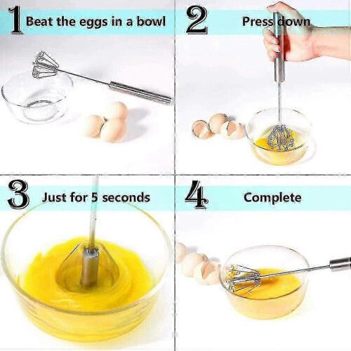 2 Egg Beaters, Stainless Steel Handheld Semi-automatic Multifunctional Whisk 2