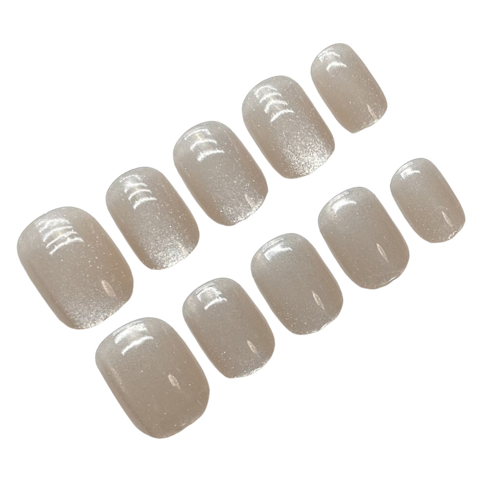 Roc-Electron (Xs) Champagne Press-On Nails, Long Lasting & Waterproof