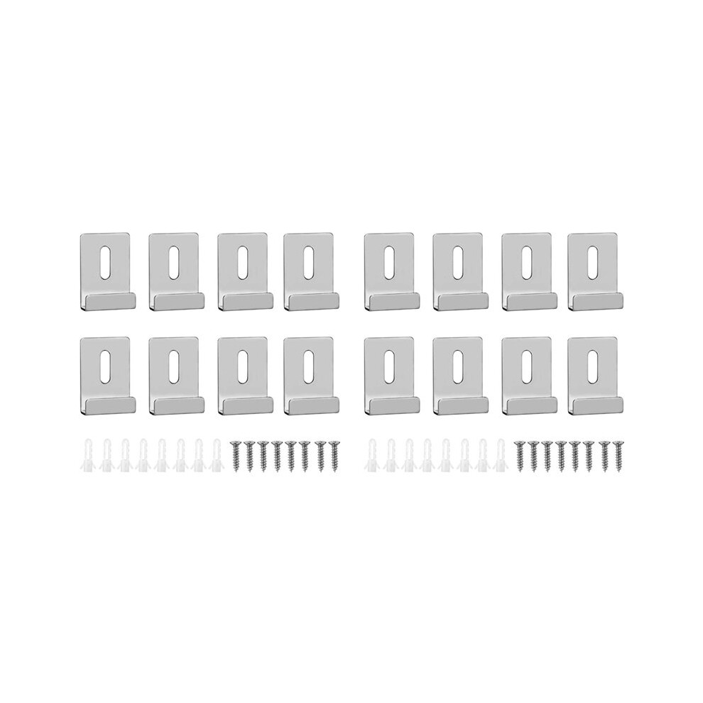 16Pcs Mirror Clips For Wall Mounting, Metal Mirror Holder Clips Hooks Frameless Wide Channel Mirror Retainer Clips 6032677222601