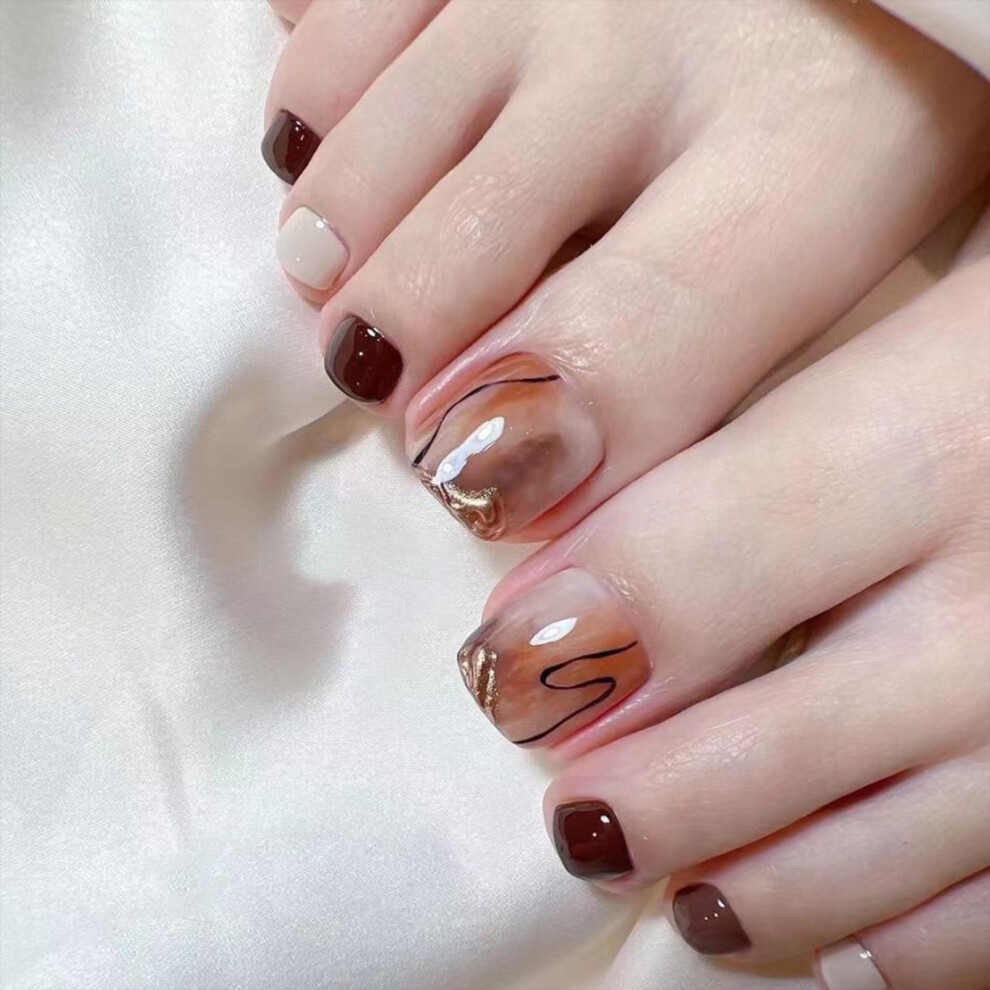 Roc-Electron Beige (Jelly Glue Model) Glossy False Nails For Manicure Lovers