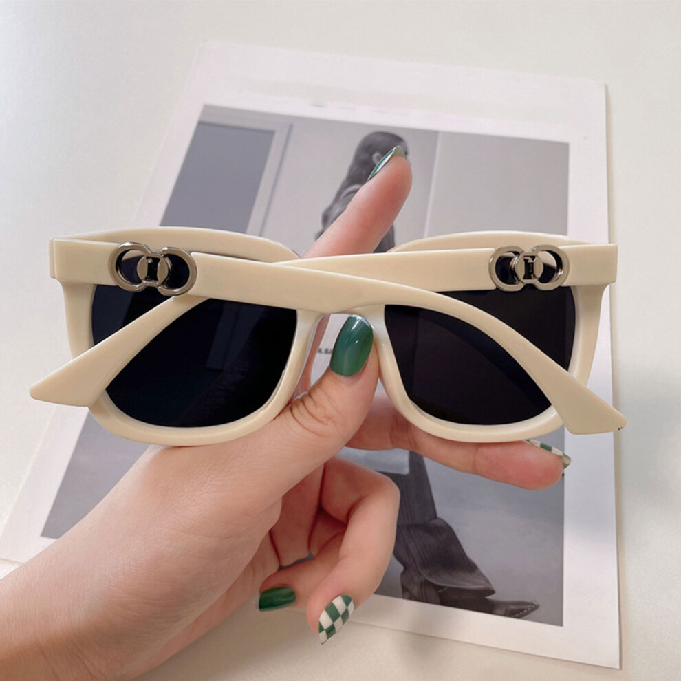 Roc-Electron Beige/Black/Gray ( Frame And Pieces) Retro Hip-Hop Square Sunglasses For Men & Women