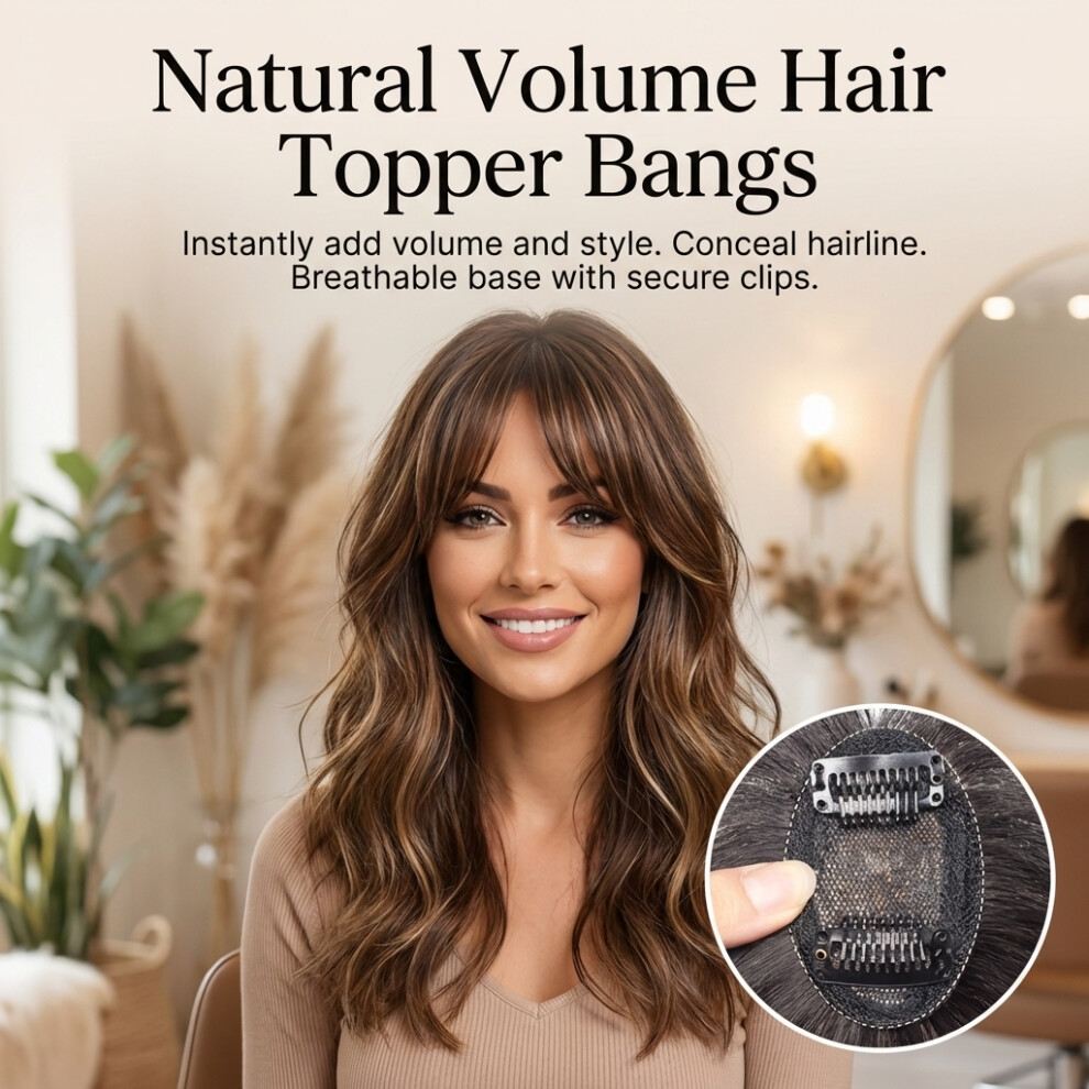 Roc-Electron Unisex Brown (Light ) 3D Bang Wig For Women - Natural Look & Daily Wear