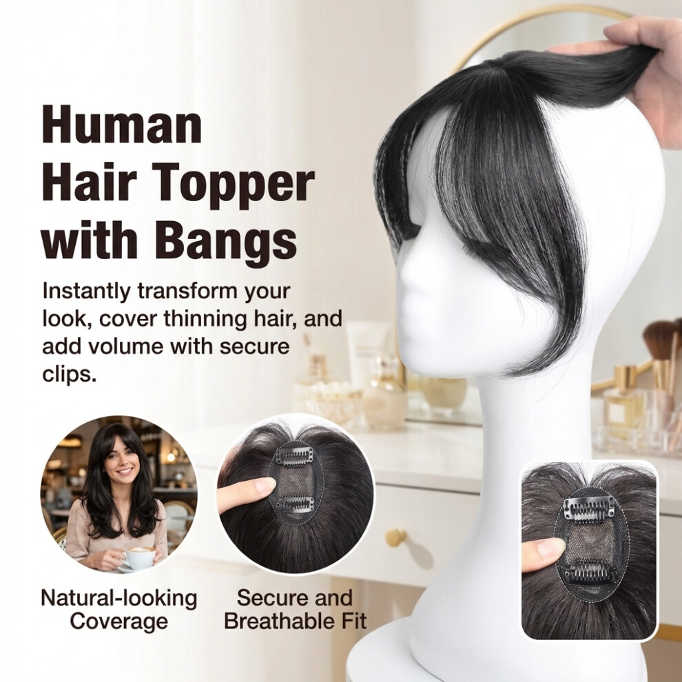 Roc-Electron Unisex Brown (Dark ) 3D Bang Wig For Women - Natural Look & Daily Wear