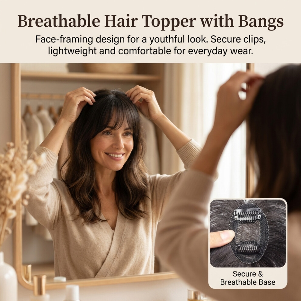 Roc-Electron Unisex Brown (Deep ) 3D Bang Wig For Women - Natural Look & Daily Wear