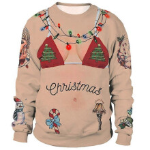 (M,SB102-012)Unisex Ugly Christmas Sweatshirt Funny Design Pullover Sweater for Xmas Holiday Party 2023