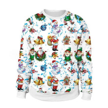(XL,SB102-009)Unisex Ugly Christmas Sweatshirt Funny Design Pullover Sweater for Xmas Holiday Party 2023