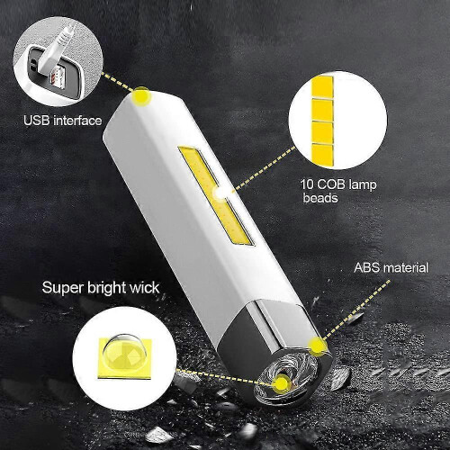 Mini Flashlight, Cob18650 Flashlight with Side Lights, Built-In Battery 2