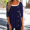 (Blue,3XL)Ladies Solid Color T-shirt Basic Work Tops Crew Neck Tunic Blouse 1