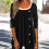 (Black,L)Ladies Solid Color T-shirt Basic Work Tops Crew Neck Tunic Blouse 1