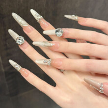 (2883) 10PCS Nude Cat Eye Fake Nails for Stage