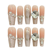 (2881) 10PCS Cat Eye Fake Nails, Lightweight & Easy Stick