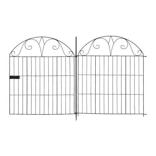 4 Panels + Gate Black Garden Fence with Lockable Gate 70x81cm Metal Pet Barrier