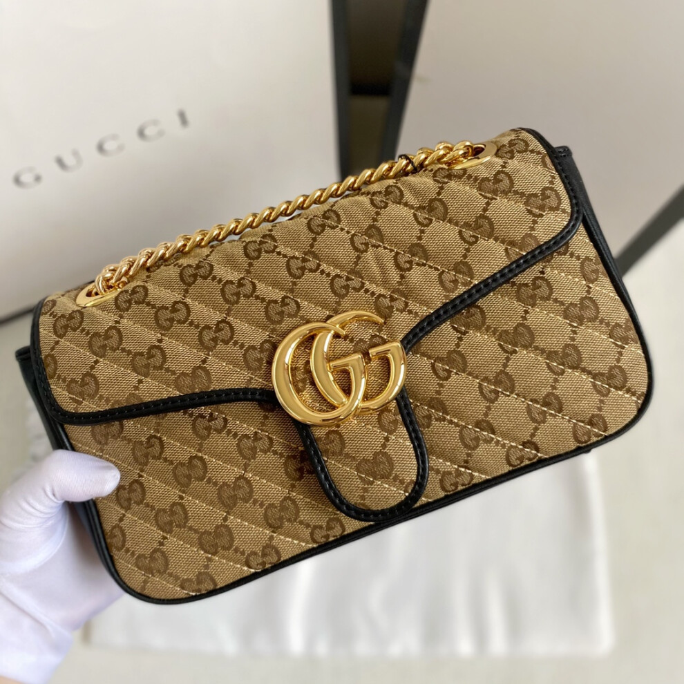 Xhrain Gucci Gg Marmont Medium Shoulder Bag 443497 Black 26Cm
