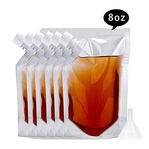 Σακουλάκι PET για ποτά τροφίμων 350ML/500ML/200ML/100ML/1000ML με χωνί – Διαφανής σακούλα φιάλης 1