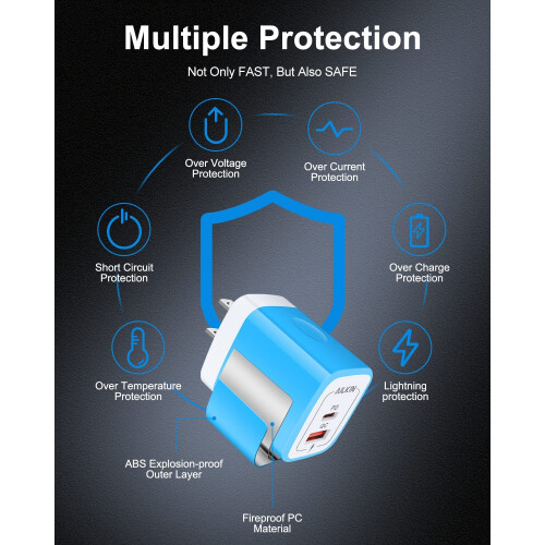 Φορτιστής τοίχου USB-C PD 20W, Διπλός προσαρμογέας γρήγορης φόρτισης USB QC3.0, Συμβατός 1