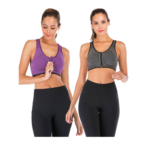 FANNYC1-3Pack Γυναικείο Αθλητικό Σουτιέν με Φερμουάρ και Ράγκερ, Χωρίς Ραφή, 1