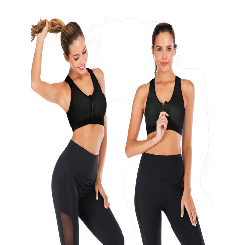 FANNYC1-3Pack Γυναικείο Αθλητικό Σουτιέν με Φερμουάρ και Ράγκερ, Χωρίς Ραφή, 2