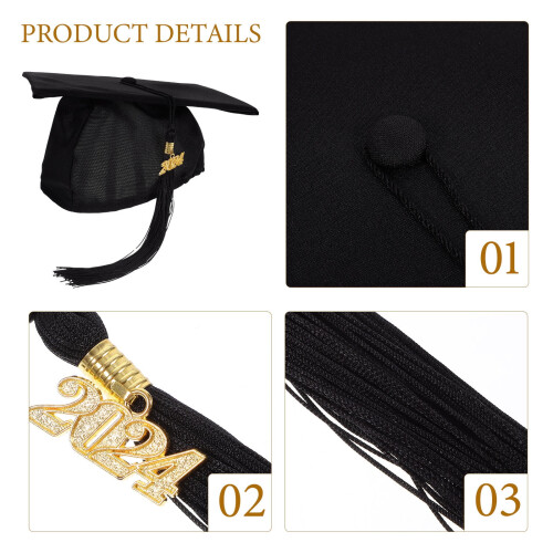 Adult Graduation Cap Polyester Black 1Pcs for Bachelor Degree Holders 2