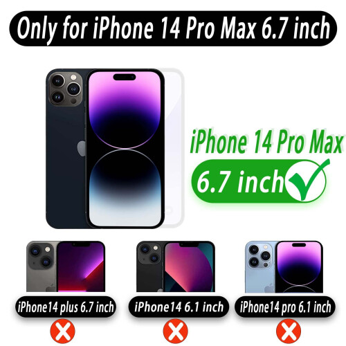 Wallet Case Leather Flip Folio with RFID Blocking, Card Holder and Screen Protector for iPhone 14 Pro Max 2