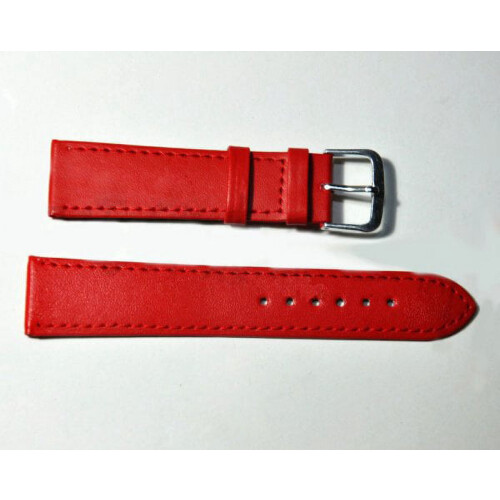 Watch Band Strap PU Leather Adjustable 22mm Red 1