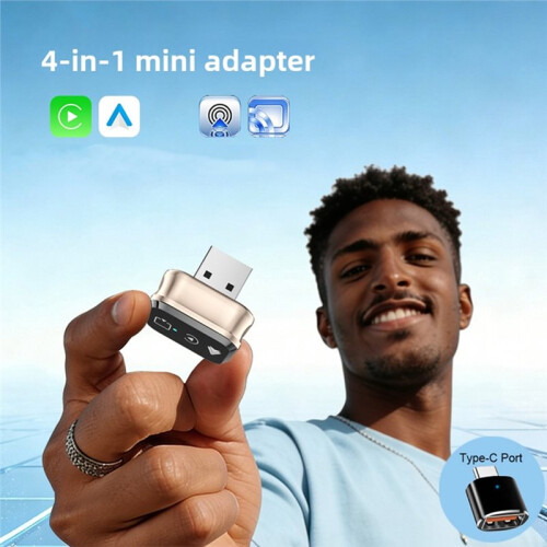 4in1  Wireless Carplay Adapter USB Auto Connect Plug &  for IOS/Android USB Change Support Screen Mirroring 1